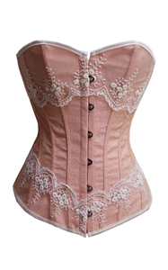 pink & white design Brocade Fabric women corset top bustier underwear